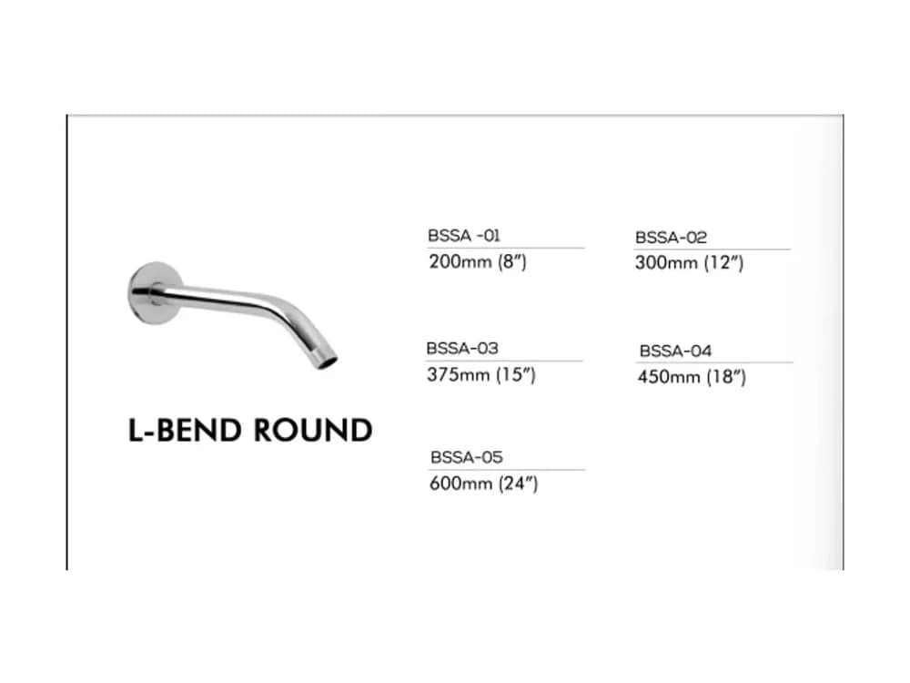 Stainless Steel — L-Bend Round — Shower Arms at Bandhan Ceramic Stainless Steel — L-Bend Round — Shower Arms at Bandhan Ceramic