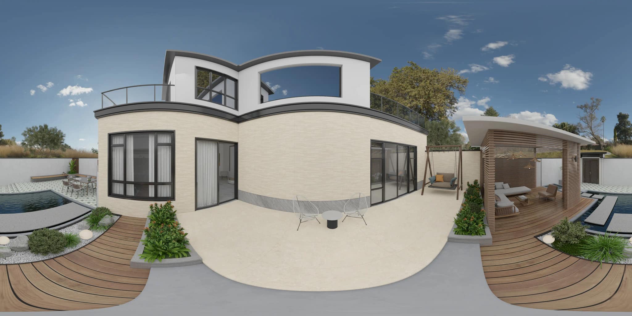 360° room render with Forland Crema Decore on the feature wall 360° room render with Forland Crema Decore on the feature wall