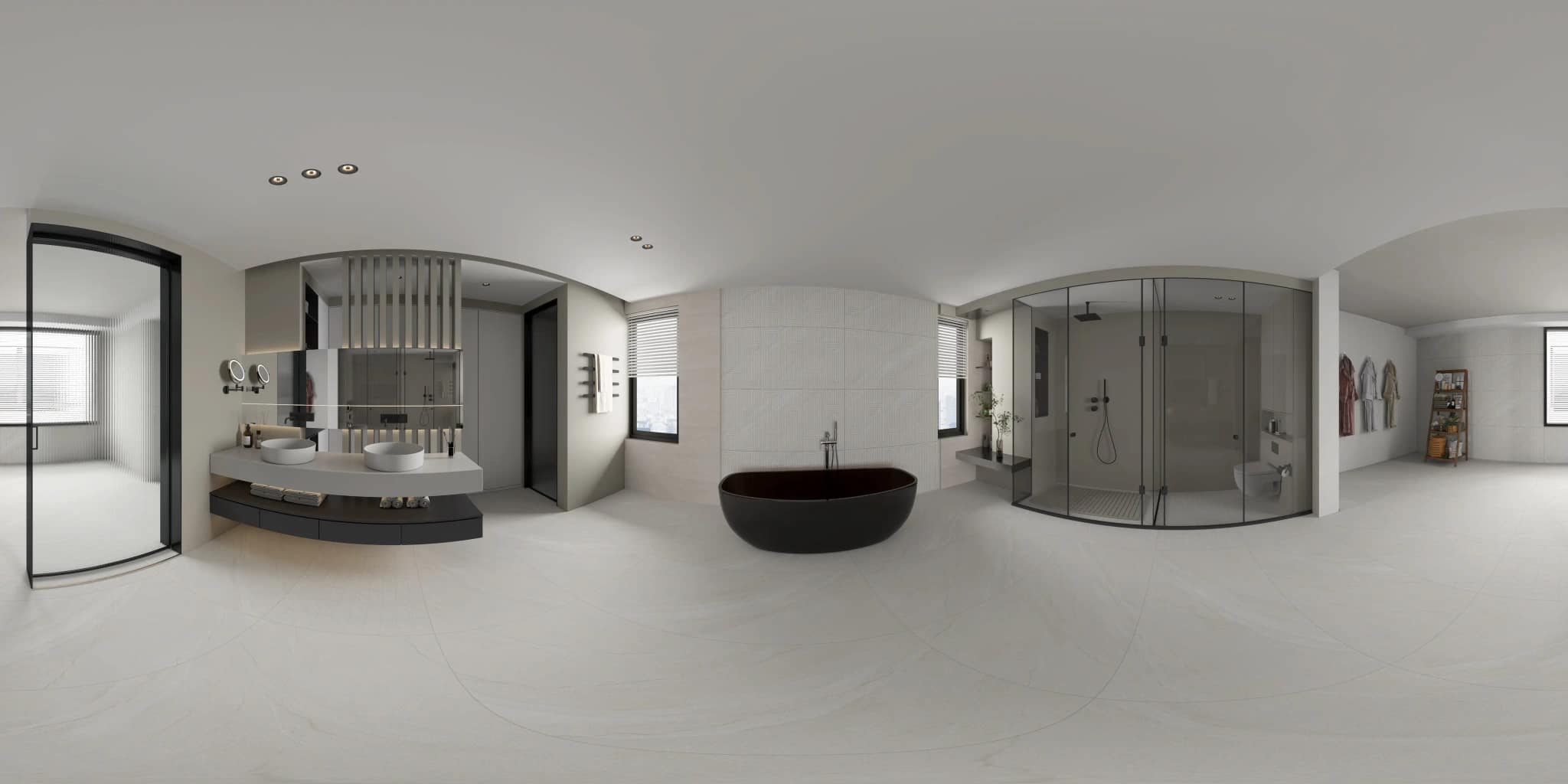 360° room render with Glamour Bianco Decore on the feature wall 360° room render with Glamour Bianco Decore on the feature wall
