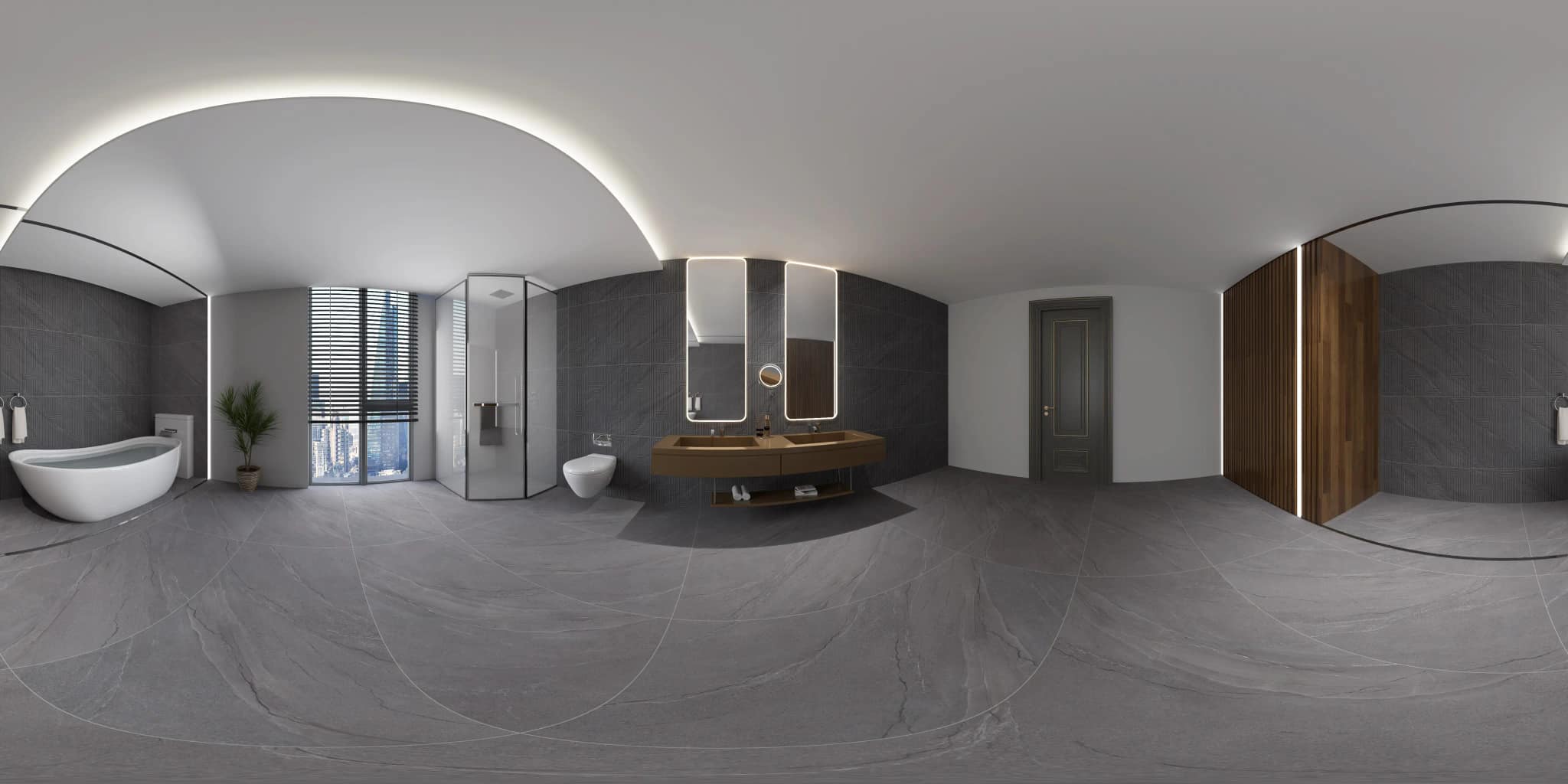 360° room render with Glamour Nero Decore on the feature wall 360° room render with Glamour Nero Decore on the feature wall