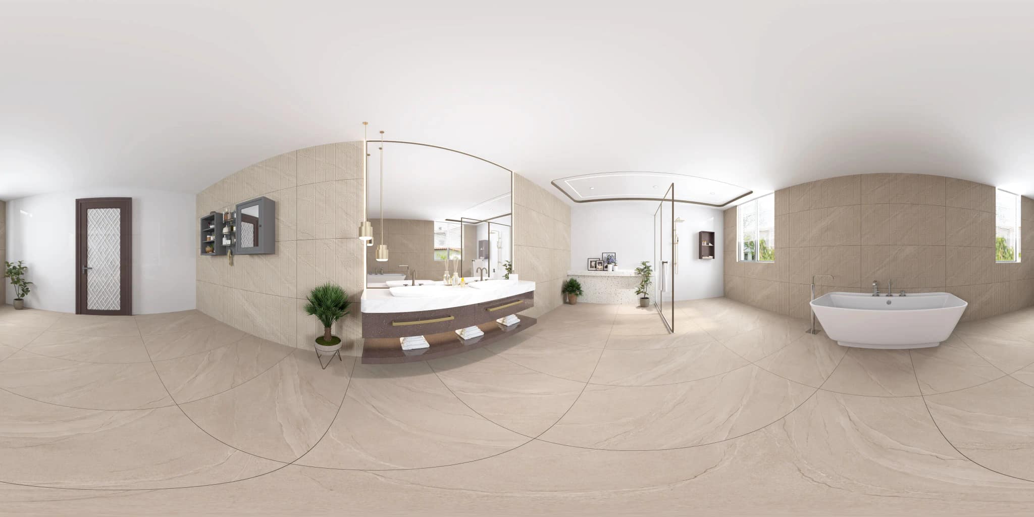 360° room render with Glamour Taupe Decore on the feature wall 360° room render with Glamour Taupe Decore on the feature wall