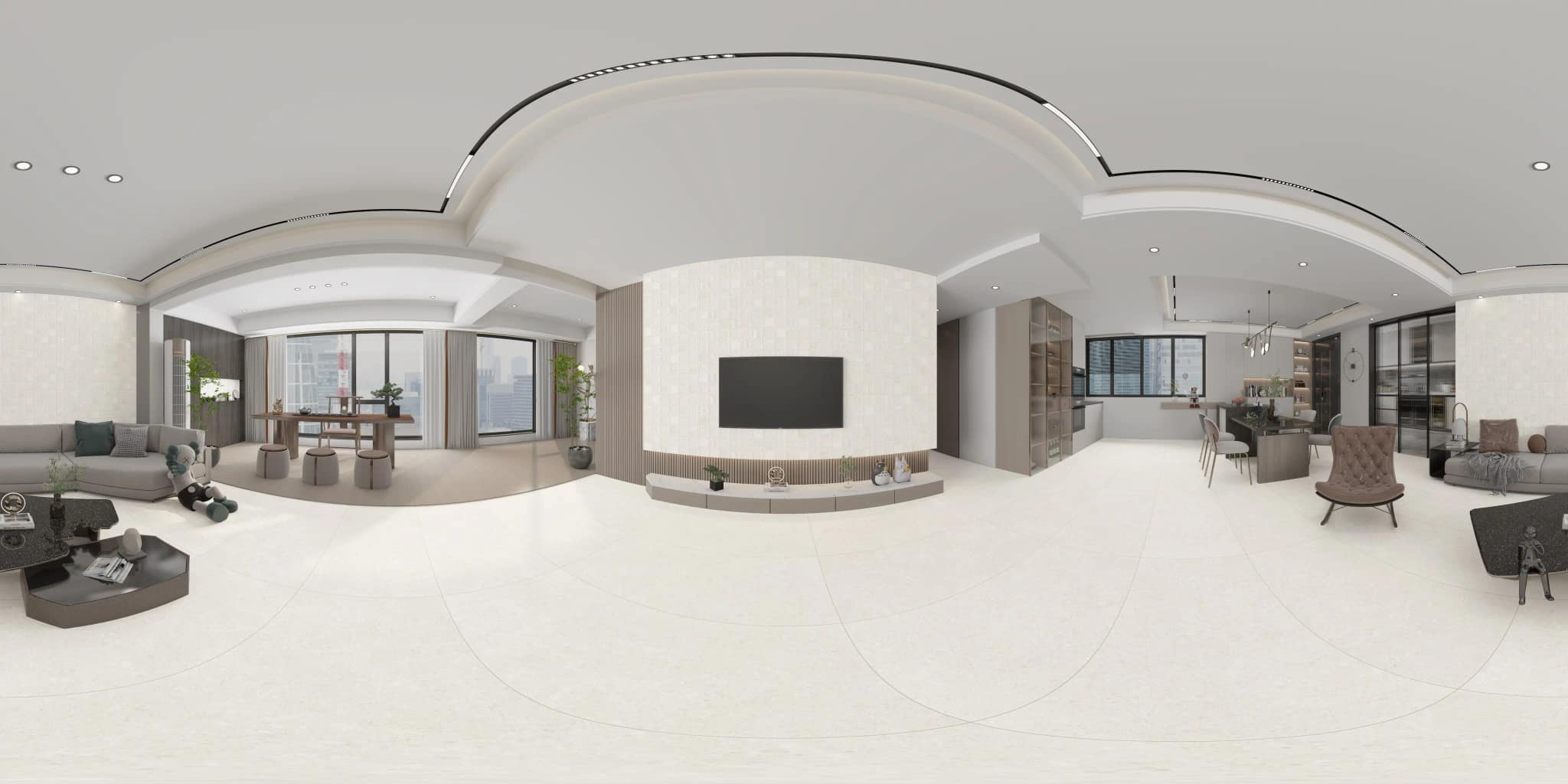 360° room render with Neomi Bianco Decore on the feature wall 360° room render with Neomi Bianco Decore on the feature wall