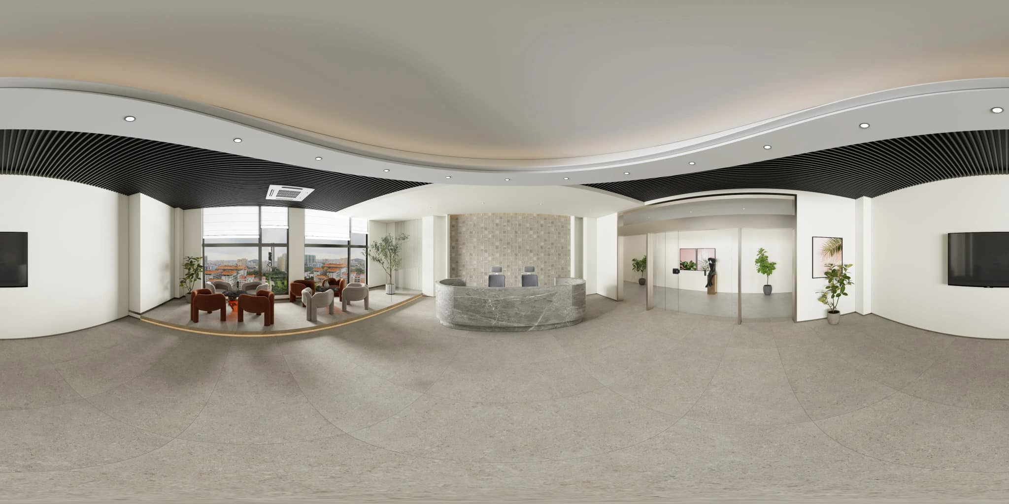 360° room render with Neomi Silver Decore on the feature wall 360° room render with Neomi Silver Decore on the feature wall
