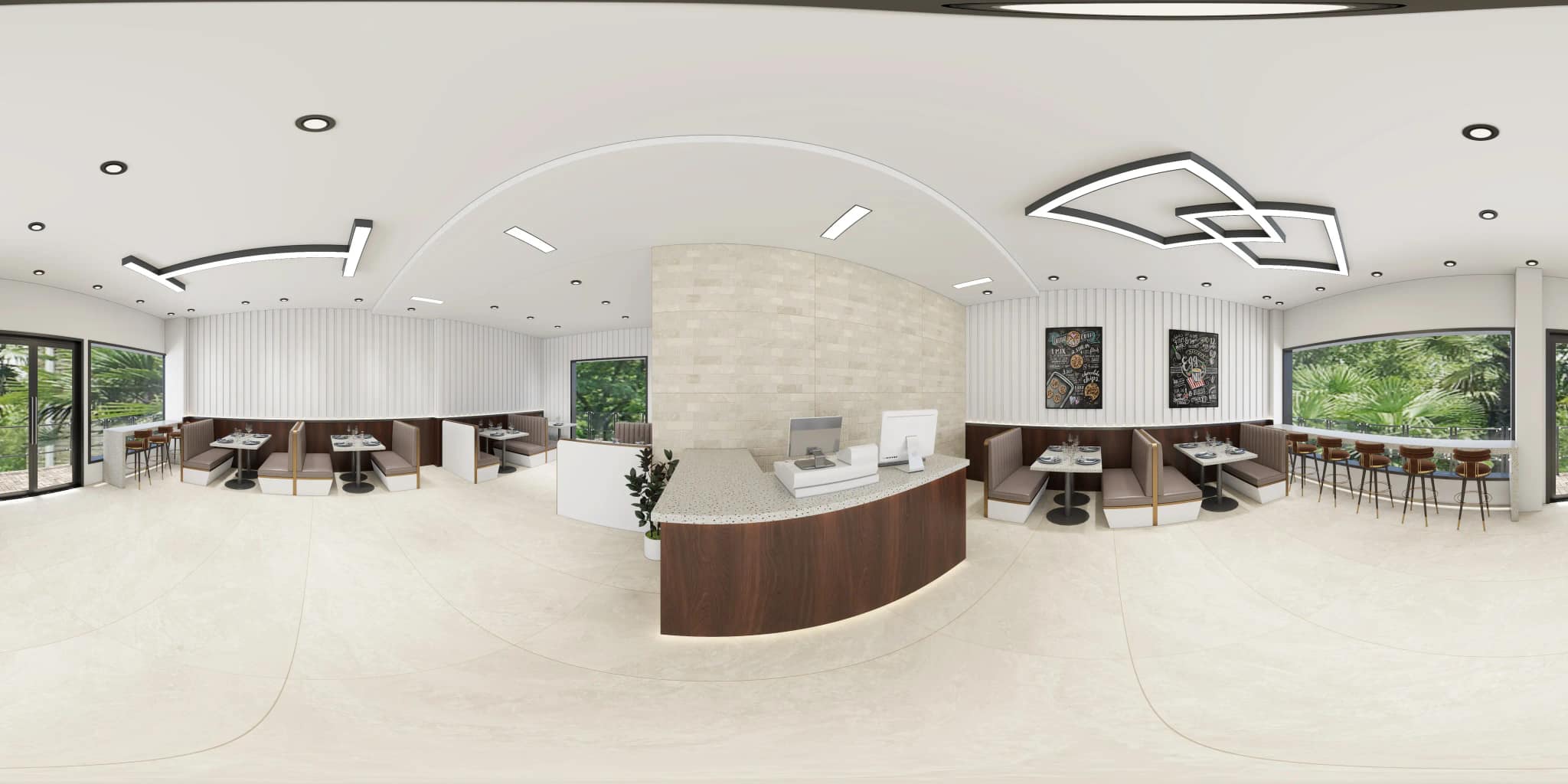 360° room render with Thassos Crema Decore on the feature wall 360° room render with Thassos Crema Decore on the feature wall