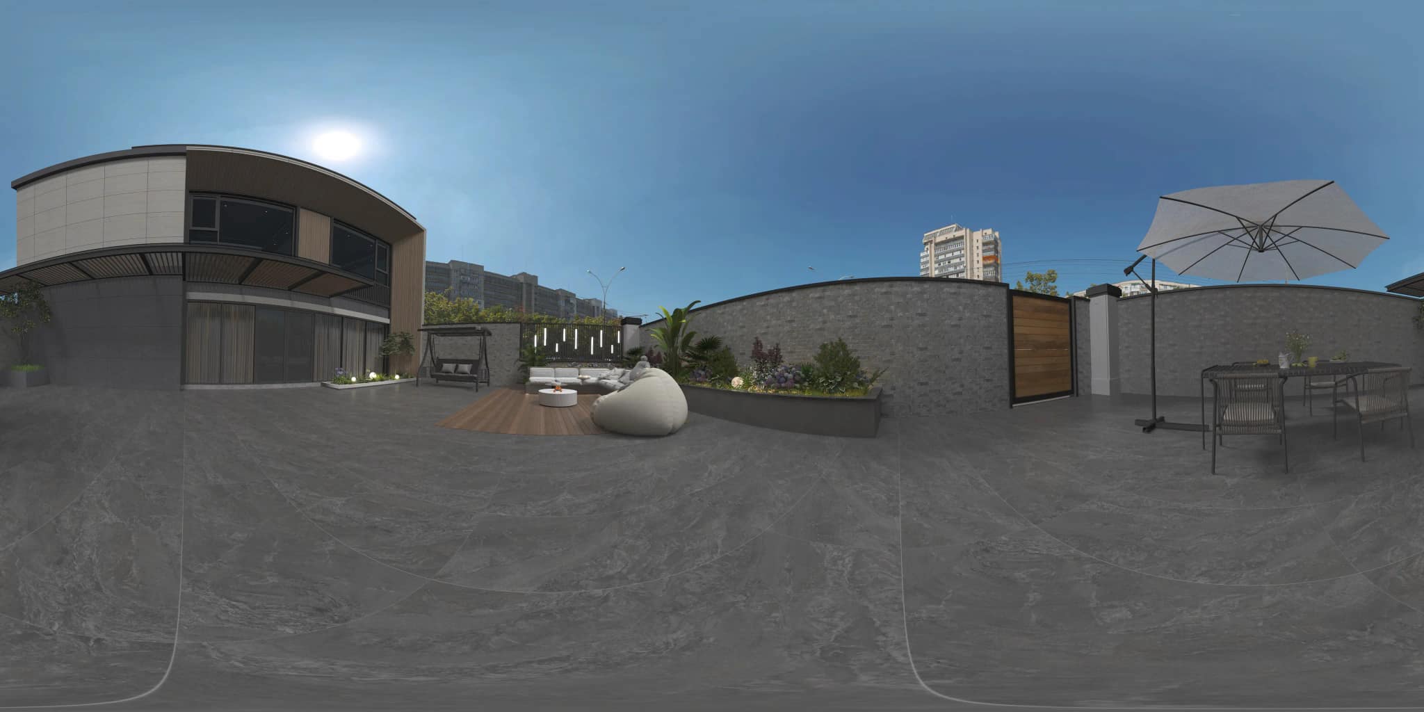 360° room render with Thassos Nero Decore on the feature wall 360° room render with Thassos Nero Decore on the feature wall