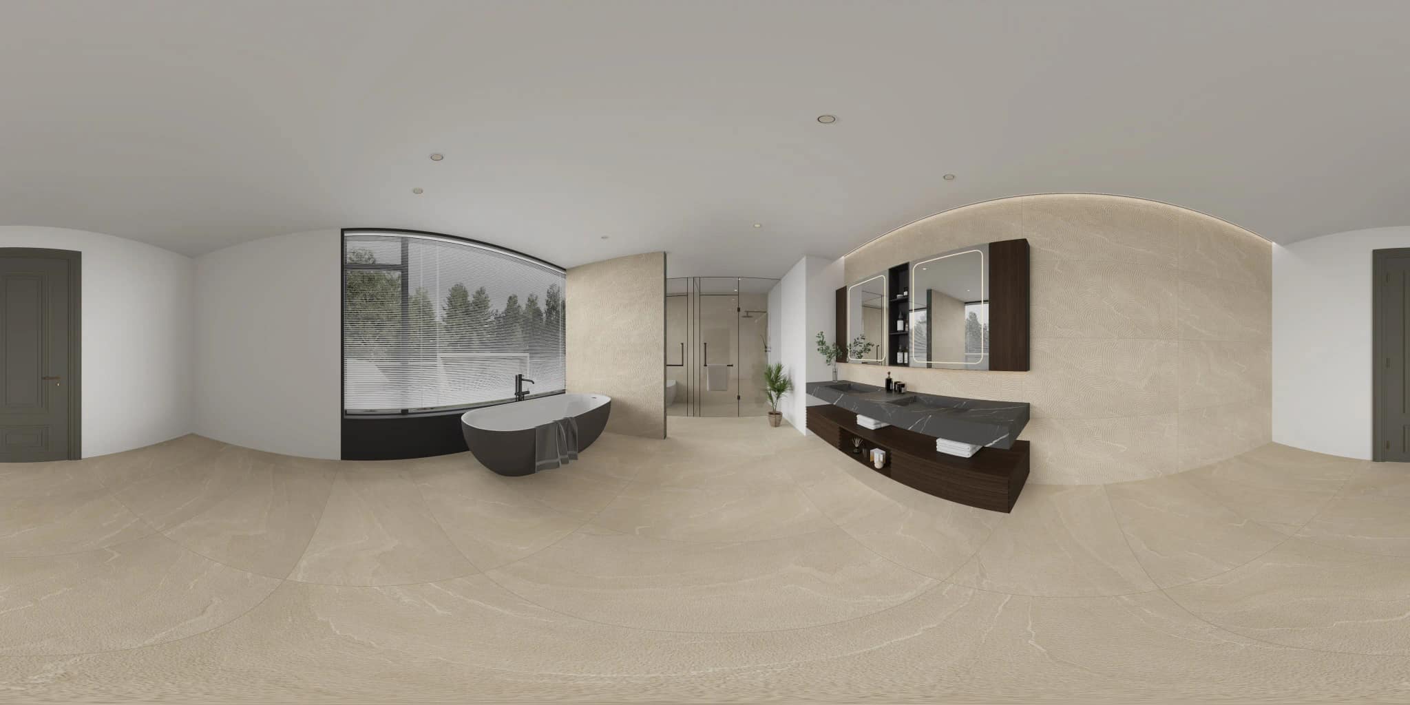 360° room render with Venice Crema Decore on the feature wall 360° room render with Venice Crema Decore on the feature wall