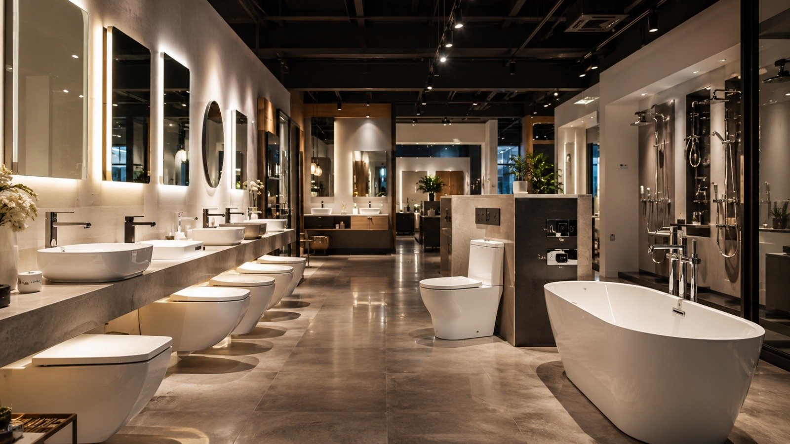 Premium sanitaryware at Bandhan Ceramic Premium vitreous china wash basin and wall-hung water closet in a modern bathroom