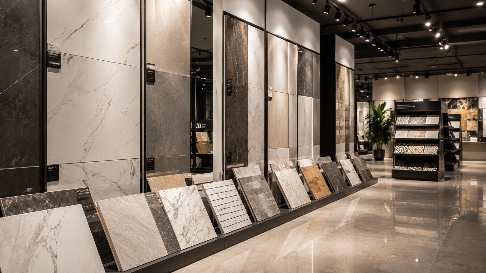 Premium vitrified floor tiles at Bandhan Ceramic Large-format glossy vitrified floor tiles laid across a naturally lit living room